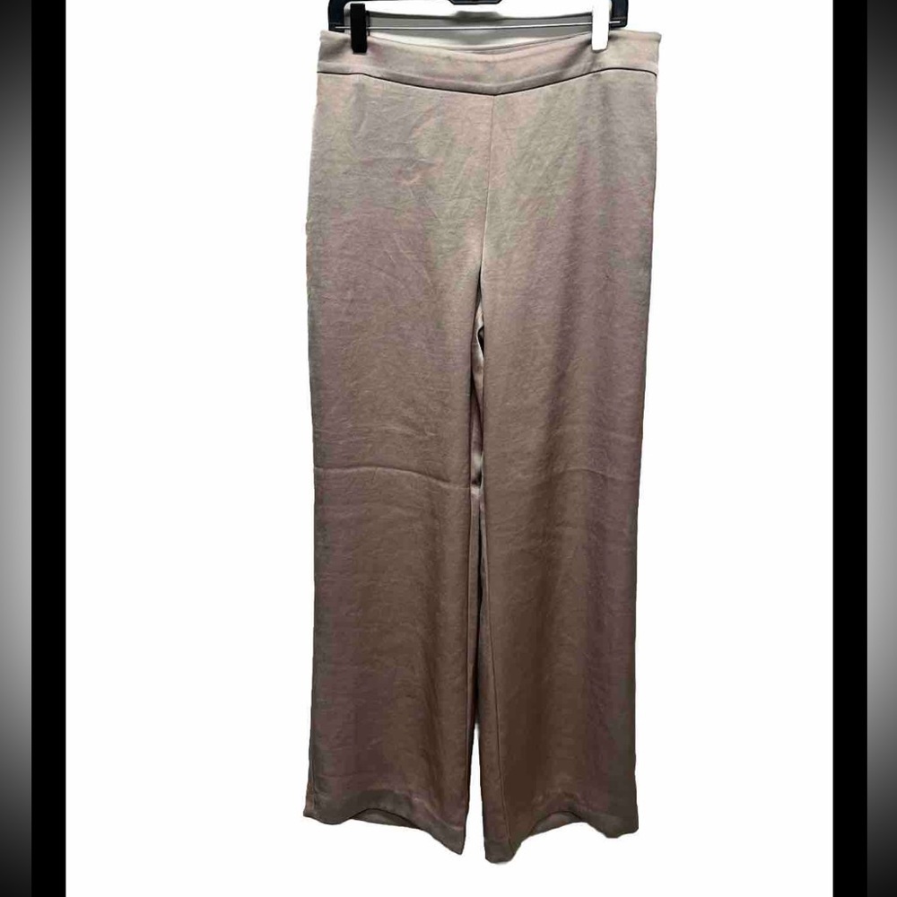 Ann Taylor Beige Satin Side Zip Pants